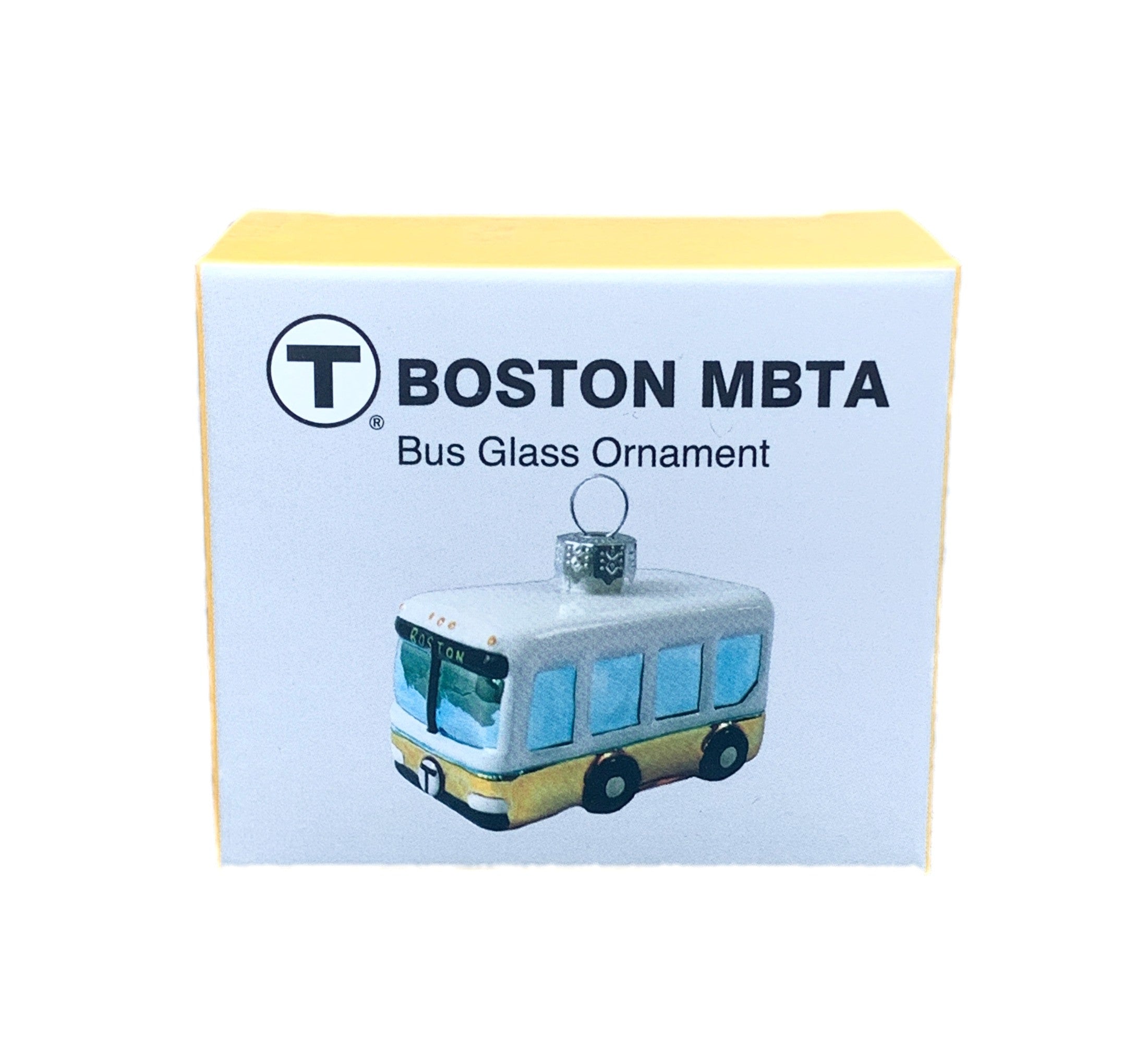MBTA Bus Tree Ornament in gift box